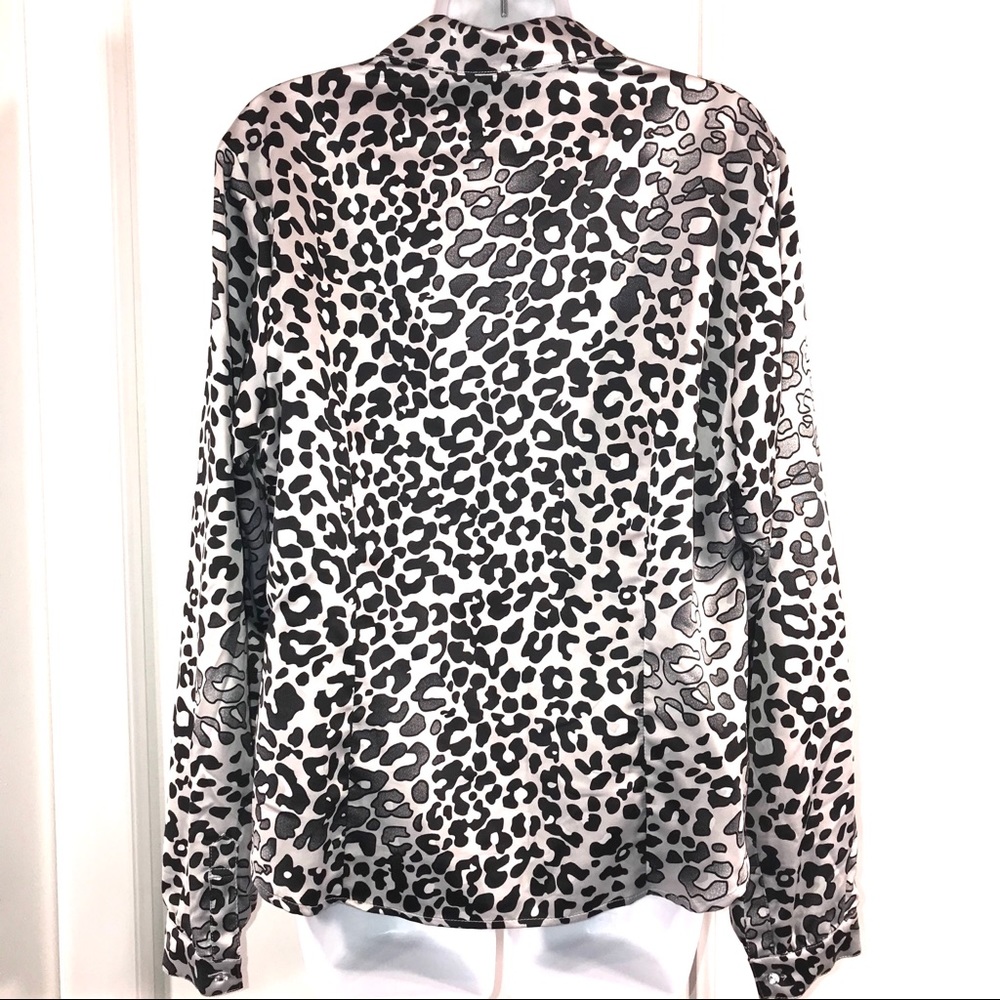 Trendy Leopard Print Satin Blouse, Size L - Picture 6 of 8